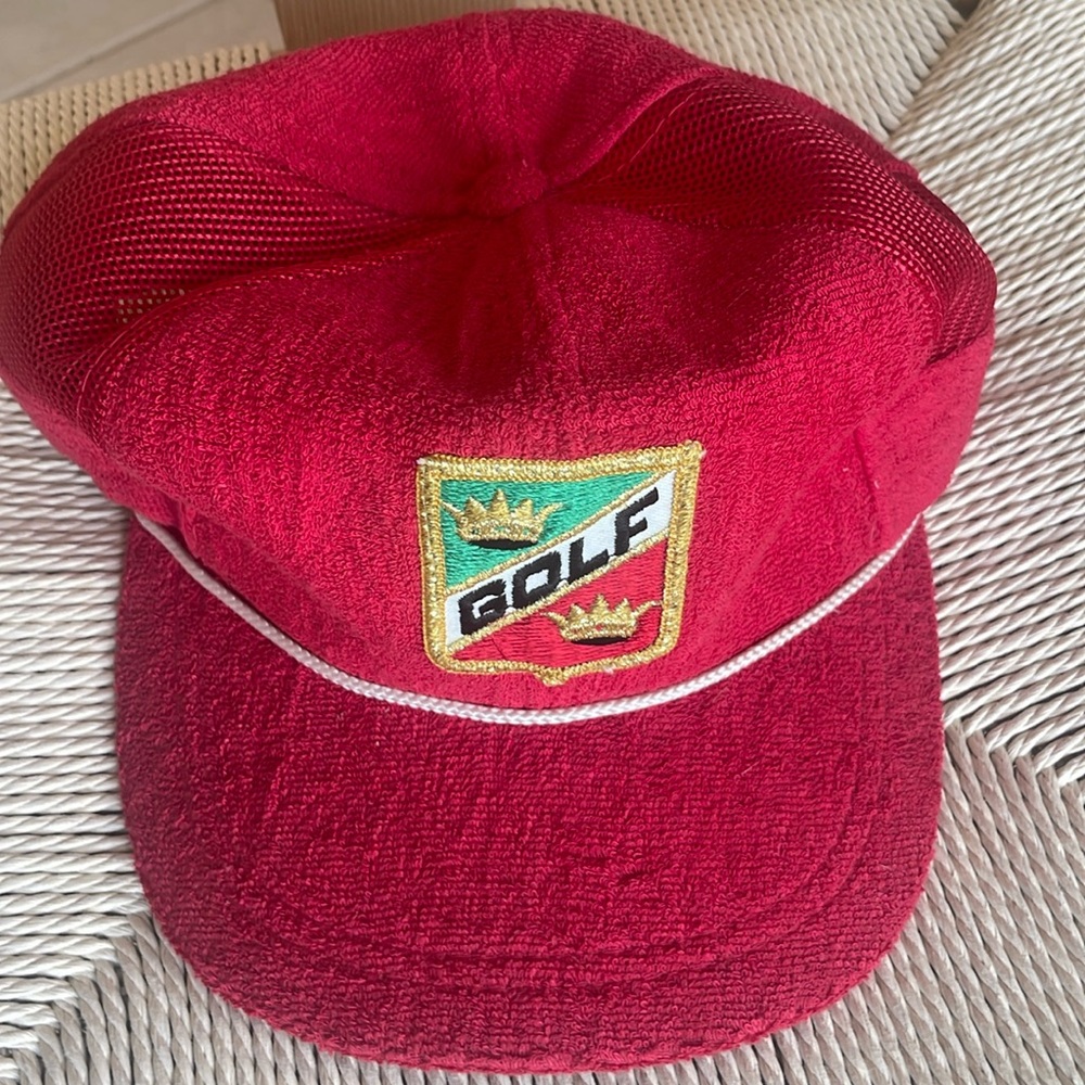 Vintage 70’s Terry Cloth Trucker Style Snap Back Crown Golf Hat 100% Cotton